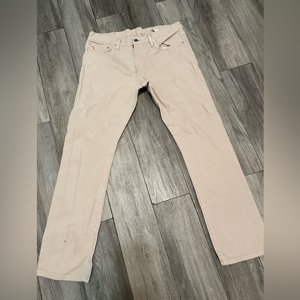 Vintage Polo Ralph Lauren Men’s beige denim Slim Fit 5 pocket jeans 34/30